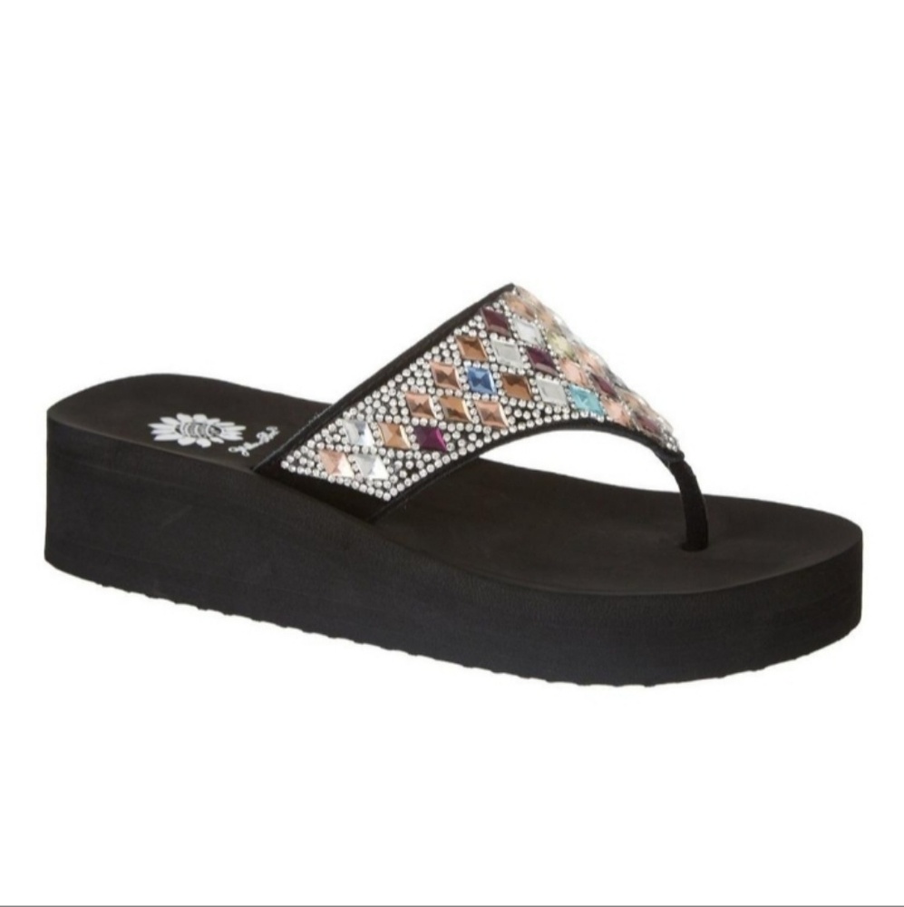 yellow box flip flops PERRI BALCK MULTI
